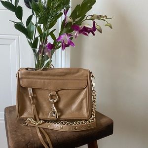 Rebecca Minkoff Beige Crossbody Bag with chain link strap and buckle